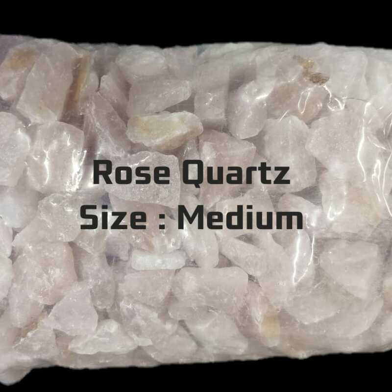 RAW ROSE QUARTZ BAG (MEDIUM)